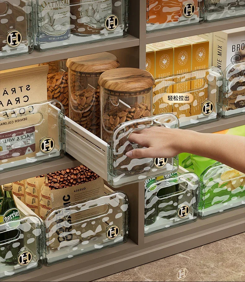 Kitchen Organizing Storage Box Simple Cabinet Retractable Storage Box Water Corrugated Drawer Desktop Snacks Grocery Storage Box
