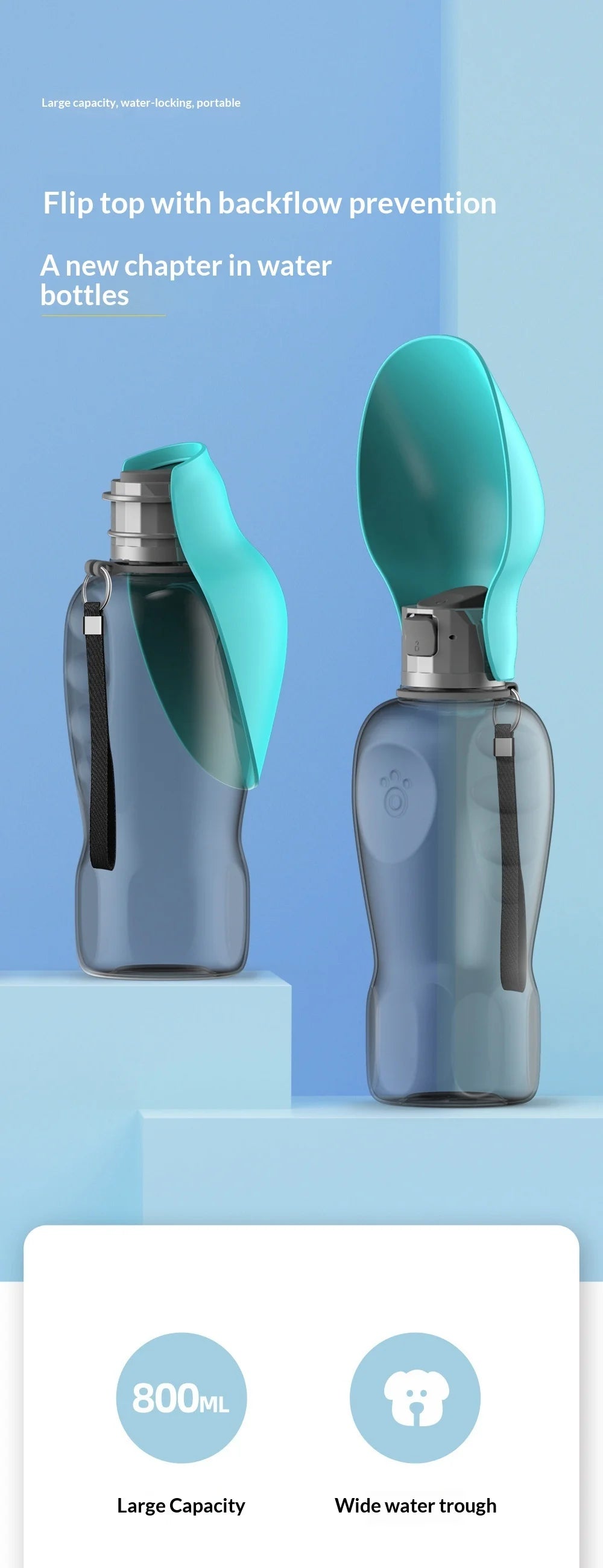 Pets go out with water bottles, dogs, outdoor portable water bottles, large capacity foldable cat water dispensers, cross-border