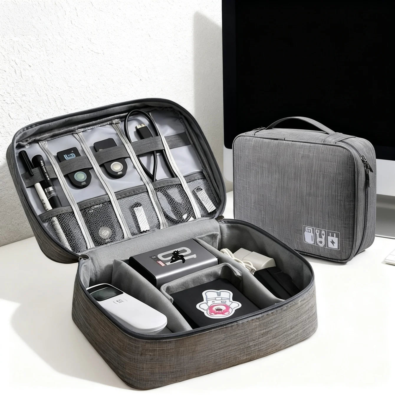 Electronics Organizer Travel Cable Organizer Bag for Electronics Accessories, Portable Tech Carring Large Storage Case