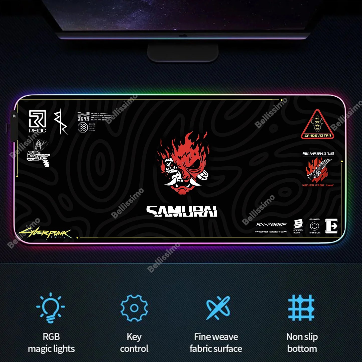 RGB Gaming Cyberpunks Mouse Pad XXL Computer Gamer Large Led Mousepad Ghost Head Desktop Decoration WOW Deskmat Wit Backlit