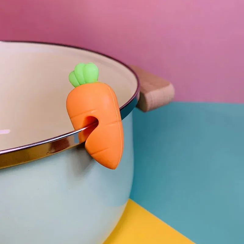Cute Silicone Pot Lid Anti-spill Rack Heat-resistant Anti-Overflow Stoppers Pot Cover Lifter Holder Creative Kitchen Tool Gadget