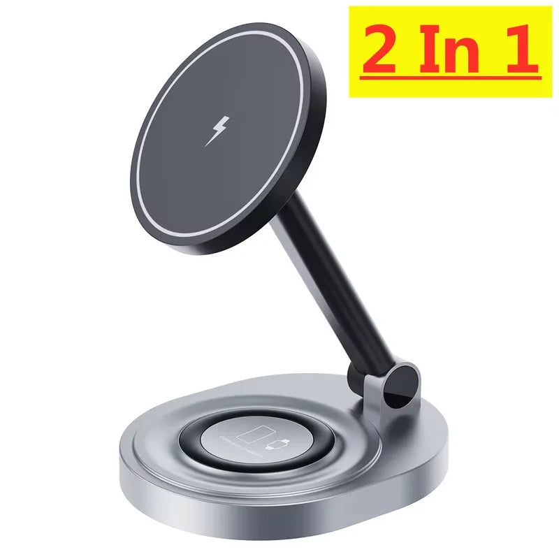 3 In 1 Foldable Wireless Charger Stand Pad Fast Magnetic Charging Station Dock for iPhone 15 14 13 12 Pro Max Mini Airpods 3/2