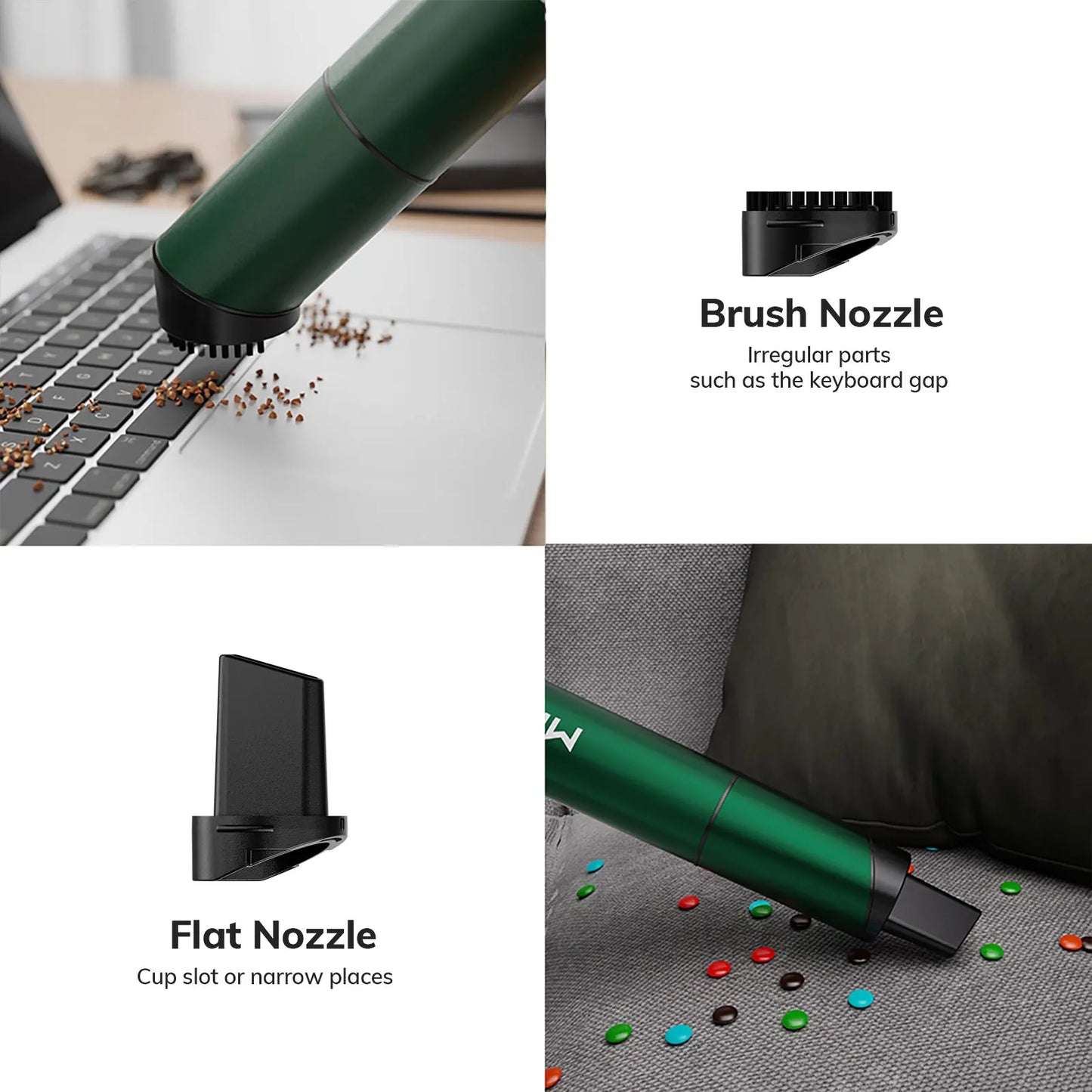 Mini Portable Vacuum Cleaner Cordless Handheld Vacuum with 3 Suction heads Easy to Clean for Desktop Keyboard & Car (USB)