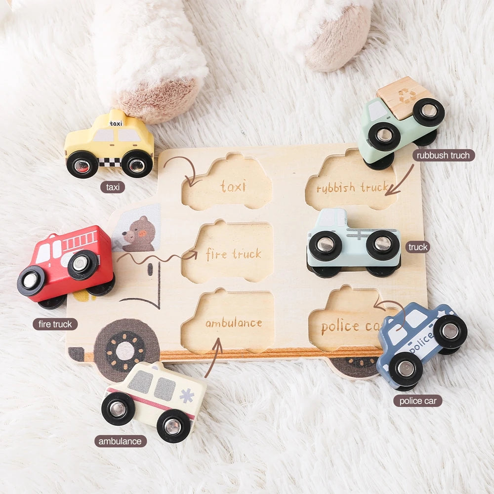 Kids Puzzles Wooden Baby Toys Montessori 3D Puzzle Toys for Babies Educational Toys Puzzle Child 2 Years Cars Match Board Puzzle
