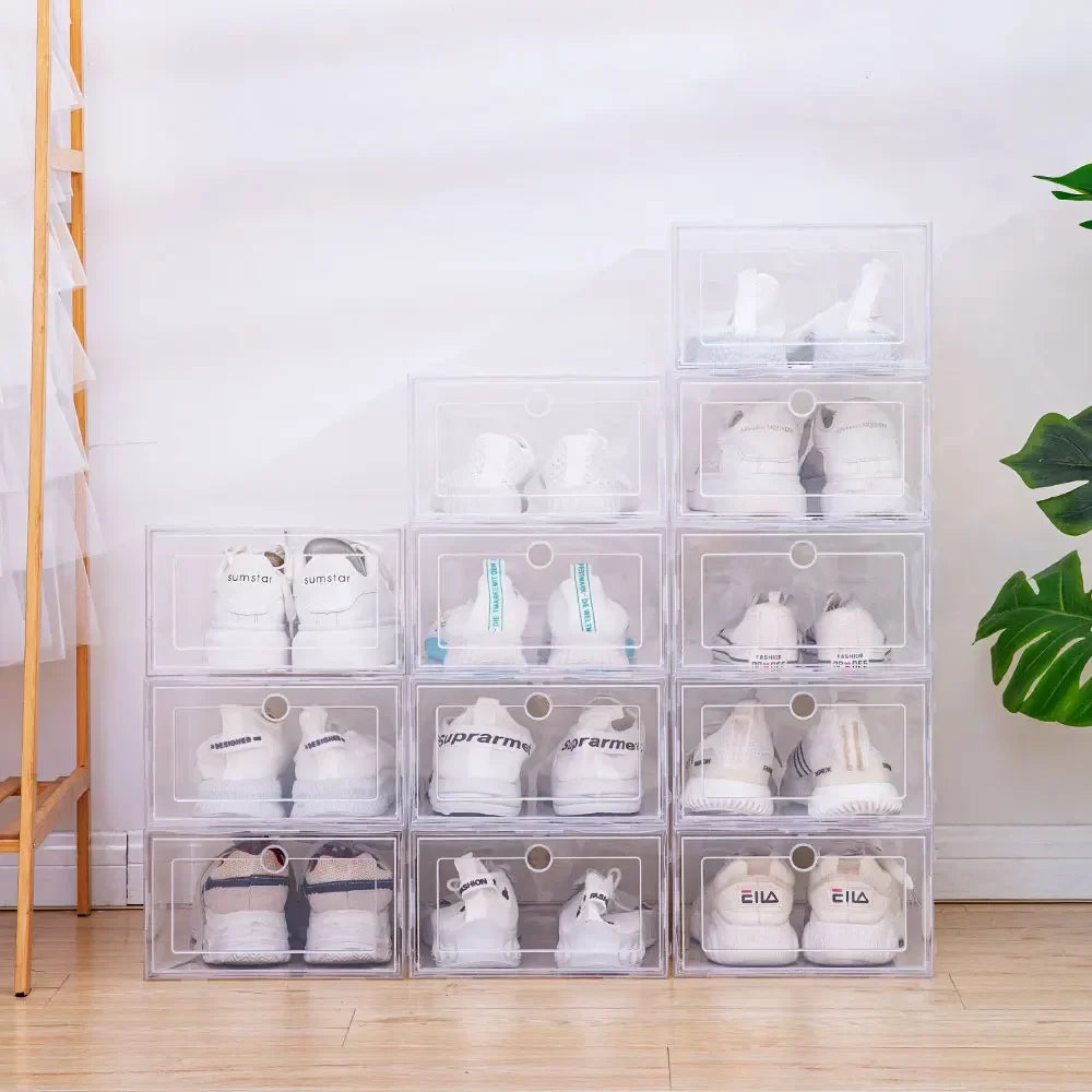 1pc/3pcs/5pcs Shoe box transparent plastic stackable shoe box storage box suitable for shoe cabinet storage