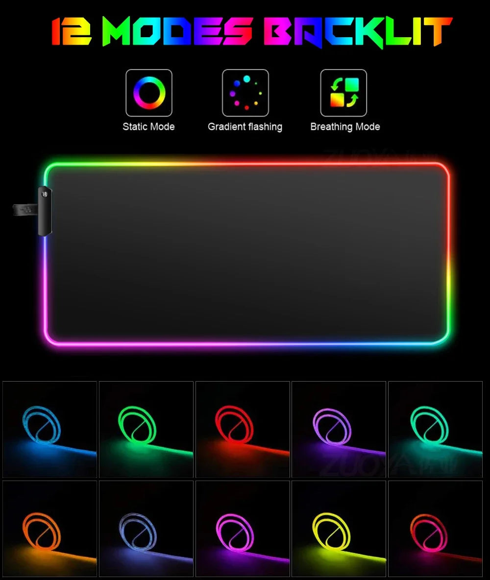 Geometry Large RGB Gamer Mousepad With Backlight Mouse Mat Gaming Mousepads LED Keyboard Mats Luminous Desk Pads Mouse Pad PC