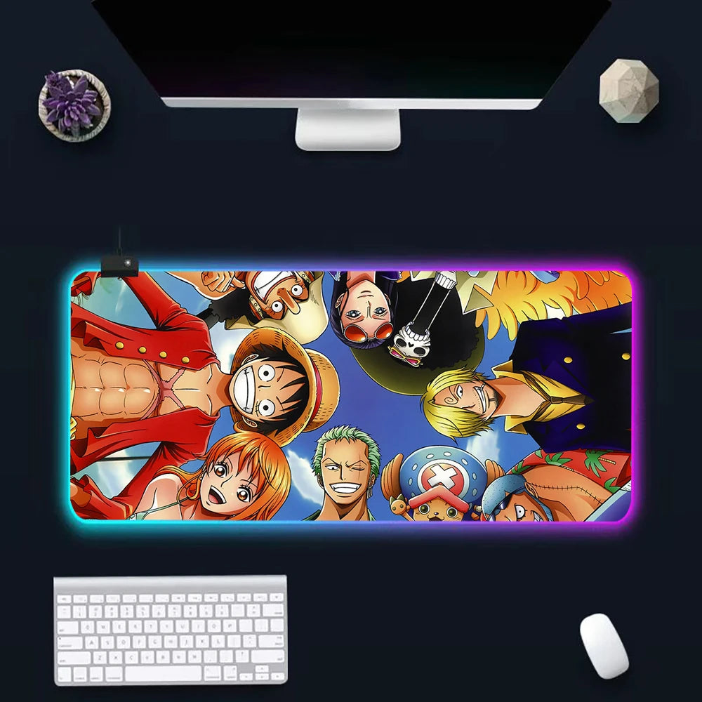 O-One-pieces RGB Pc Gamer Keyboard Mouse Pad Mousepad LED Glowing Mouse Mats Rubber Gaming Computer Mausepad