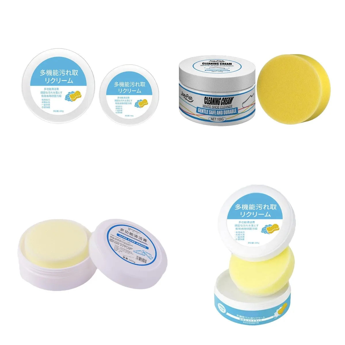 White Shoes Cleaning Cream Stains Remover Shoes Whitening All-Purpose Cleansing Cream With Wipe Sponge For Shoes Sneakers