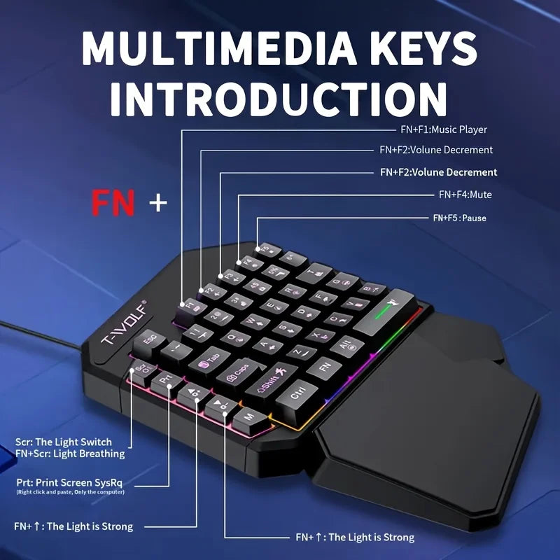 1pc Compact 40% Wired Gaming Keyboard with 7 RGB Dynamic Backlight Modes, Ergonomic for PC/Laptop Gamers Esports Players