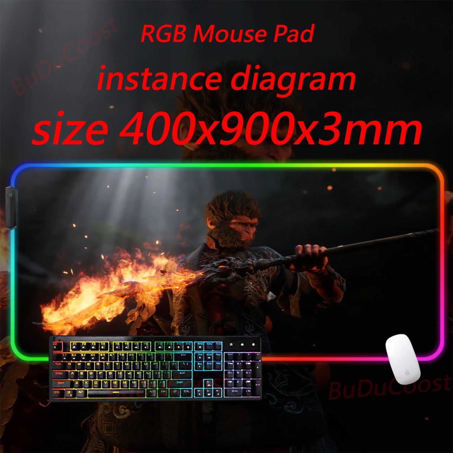 Black Myth  Wukong electronic sports PC Office HD Printing Desk Gaming RGB XXL Game Locking Edge Computer Luminescence Mouse Pad