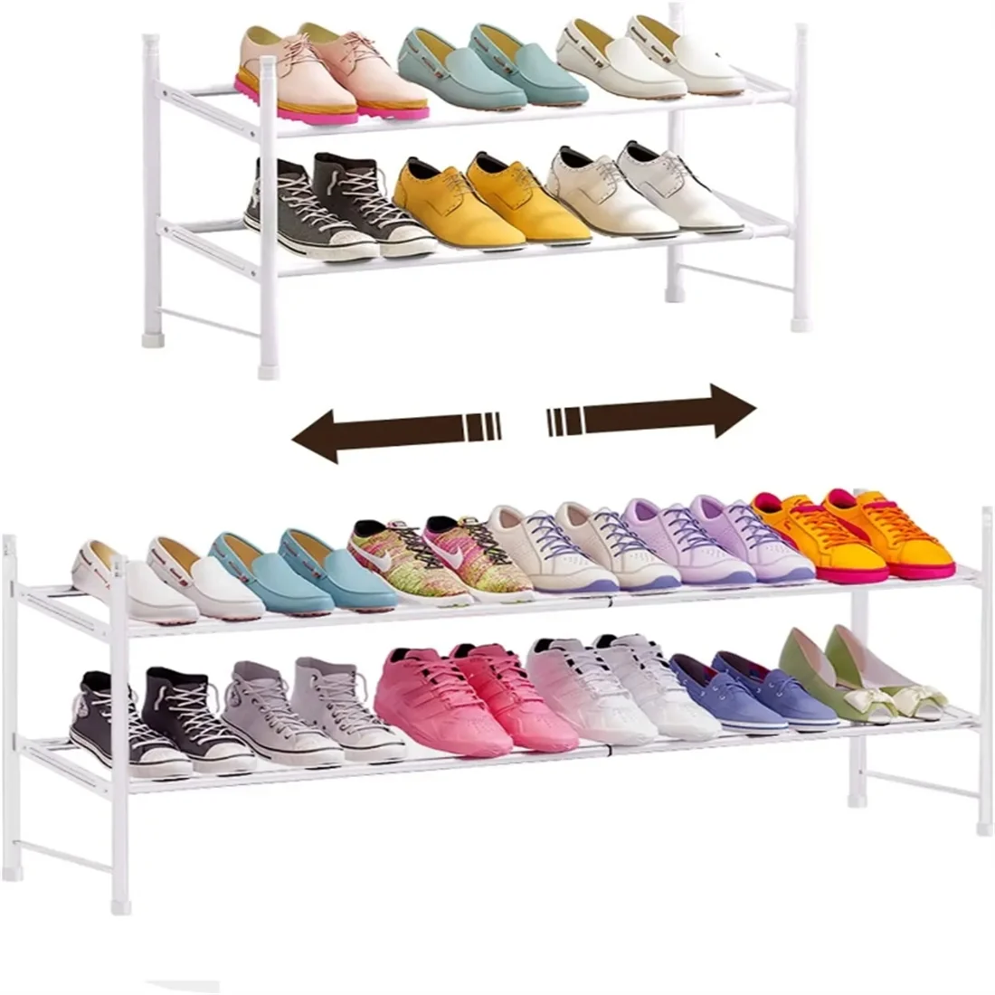 Shoe Rack Stackable Shoe Shelf Metal Iron of Expandable and Adjustable Shoes Organizer Shoes Organizer for Bedroom, Living Room