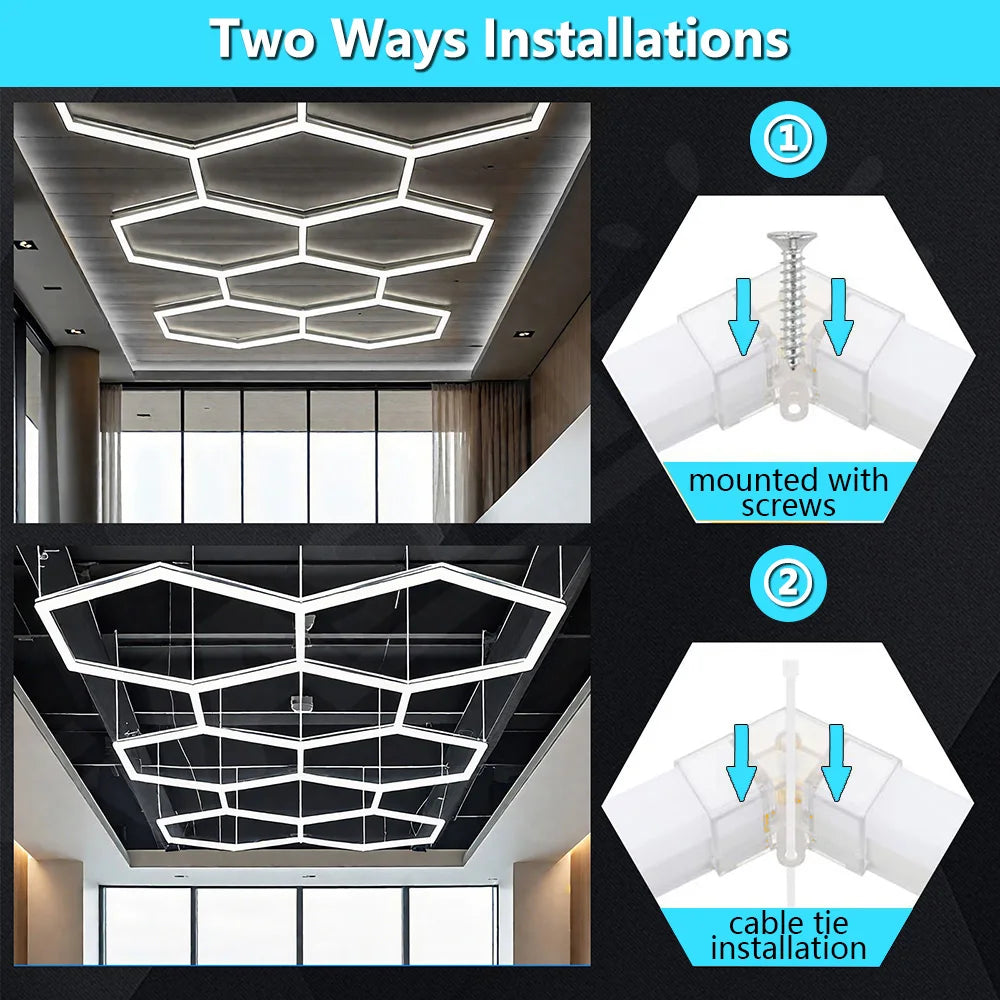 RGB hexagonal garage light, can be controlled by both APP and remote control, with multiple colors adjustable freely