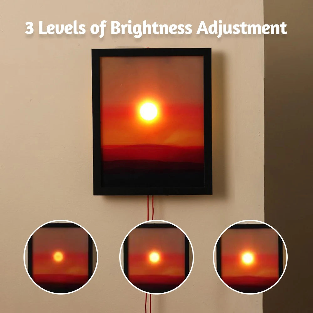 Creative Sunrise and Sunset Night Light 3 Level Brightness Movable Scenery Wall Lamp For Bedroom Living Room Decor