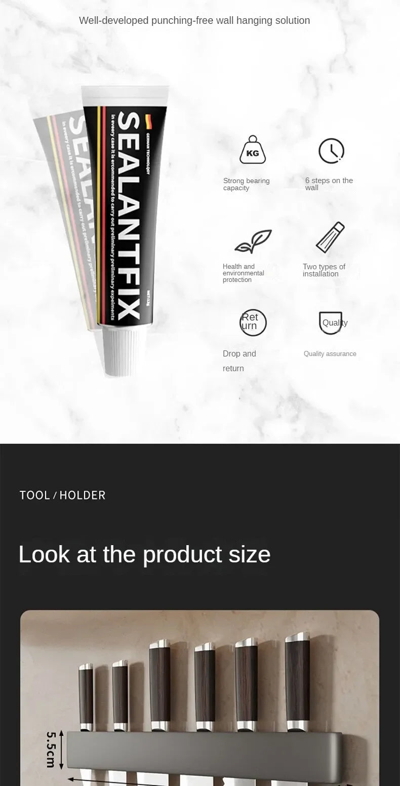 Kitchen Knife Organizer Wall Mounted Multifunctional Kitchen Knife Storage Rack Household Knife Storage Kitchen Storage Supplies