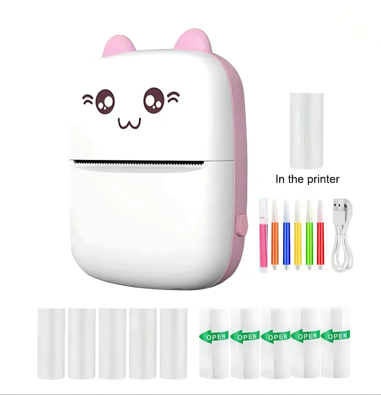Mini high-definition thermal paper printer, APP+Bluetooth ink free portable printer, suitable for learning/daily label printing