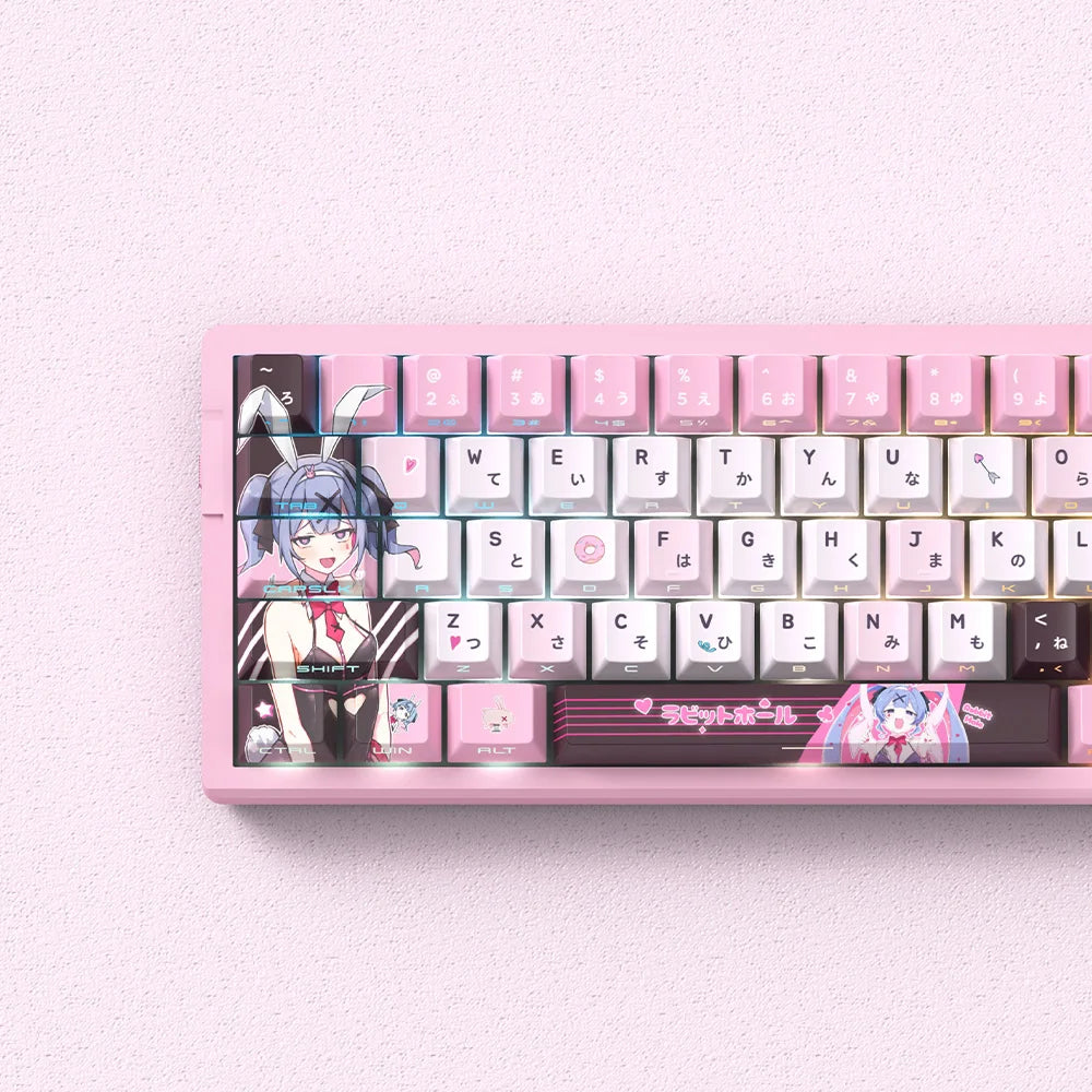 74/129 key is a combination of powder, white and brown colors. It has a Japanese anime style and is made of PBT material