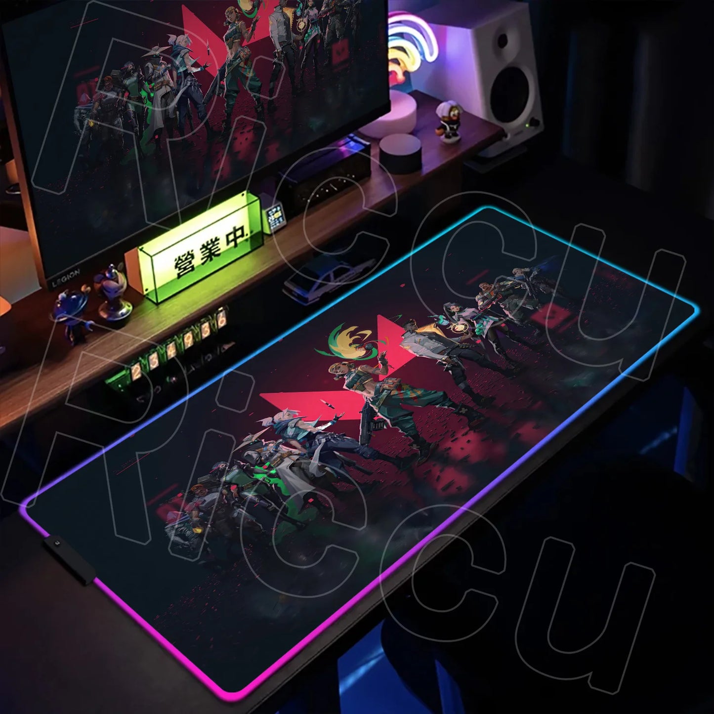 RGB Mouse Pad Gaming Valorant Computer Mice Mat Gamer Led Glowing Keyboard Mausepad 30x80cm PC Cabinet Carpet Office Accessories