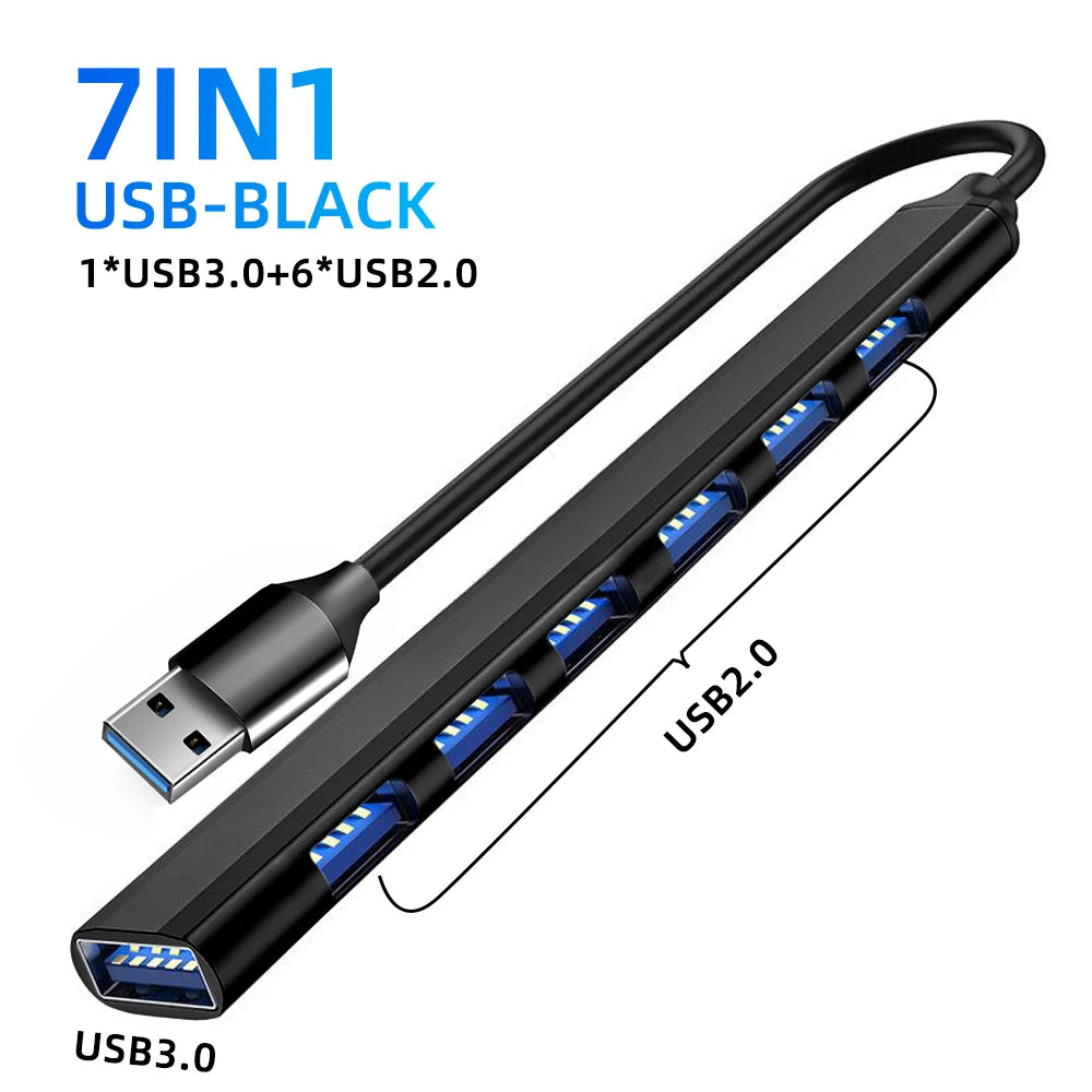 7-in-1 USB C Docking Station USB 3.0 HUB Type C HUB Adapter 5Gbps High Speed USB C Splitter OTG Adapter for PC Laptop Macbook