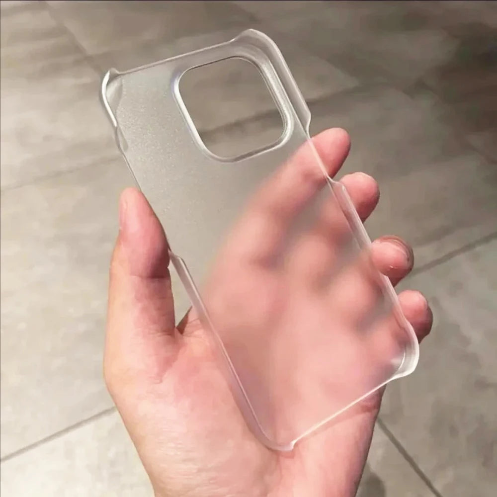 Half-Pack Case For iPhone 17 Air 16e 16 15 14 13 Pro Max Plus Mini Transparent Matte Back Cover Bezel-Less Shell Ultra Thin Slim