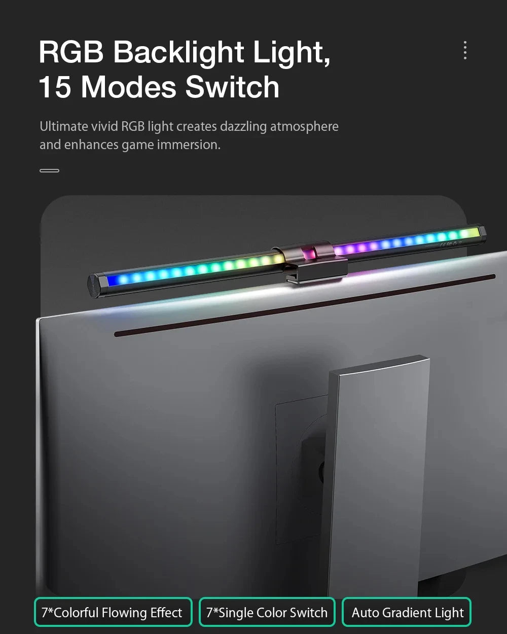 LED Desk Lamp Monitor Screen Light Bar RGB Computer Atmosphere Double sided Lights  For Work Study Read Gaming Dimming Lighting