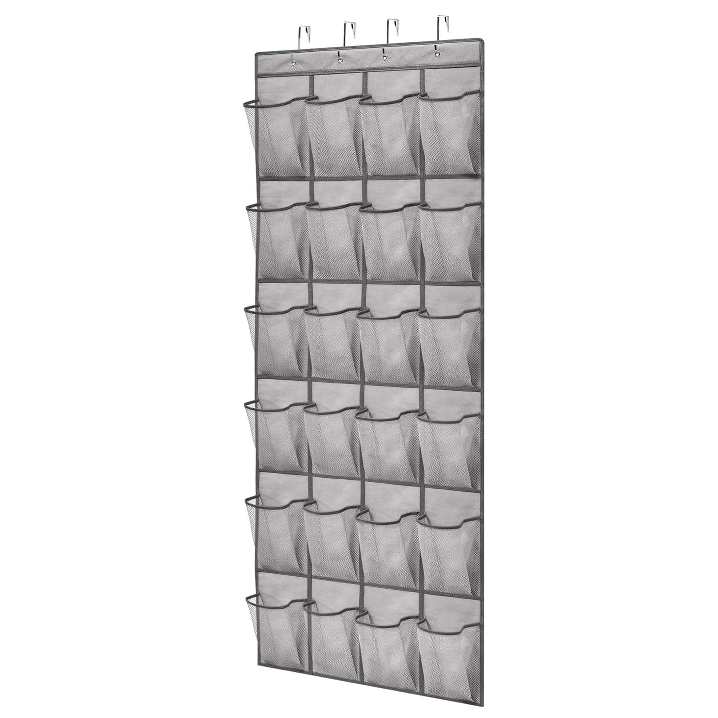 Over-the-door shoe organizer, 24 breathable mesh pockets, space-saving hanging rack for shoes, accessories, etc.