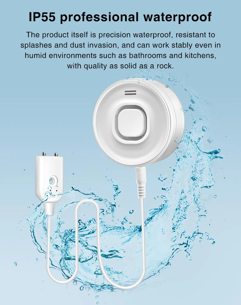 Water Leak Alarm Detector, 100dB Loud Alert Water Sensor, IP55 Waterproof, , Easy Installation for  Home Basement Flood NO Smart