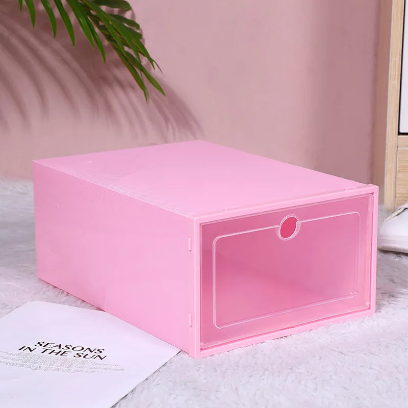Foldable Storage Home Clear Organizer Rack Plastic Shoe Box Set White New shoe cabinets  shoes storage rack