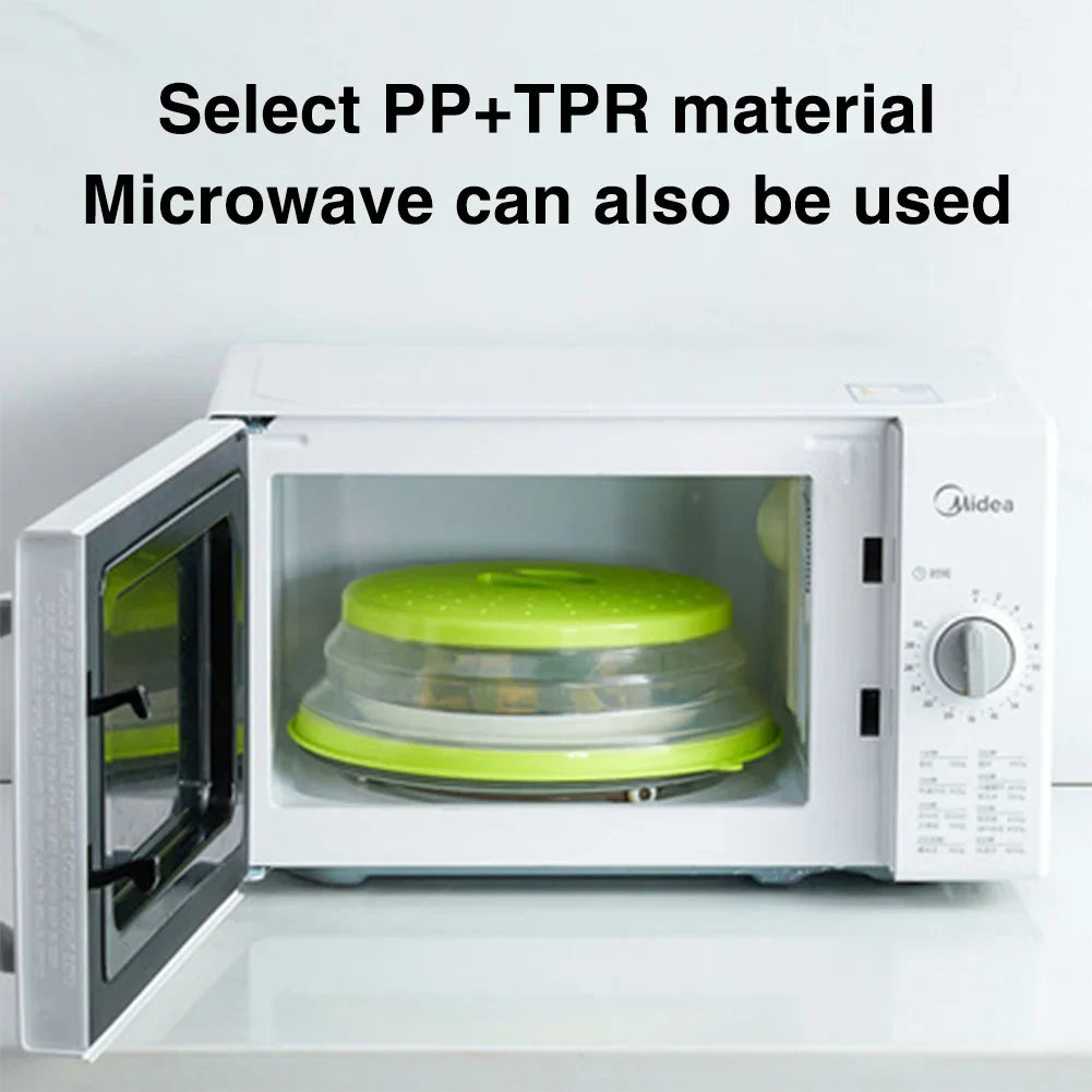 Silicone Microwave Splatter Cover Oil-Proof Splash-Proof Fresh-Keeping Cooking Lid with Hook Heating Folding Kitchen Accessory