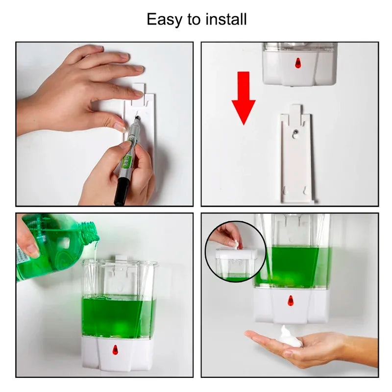 700ml Wall-Mounted Automatic Liquid Soap Dispenser For Kitchen Bathroom Touch-free Lotion Pump Touchless IR Sensor