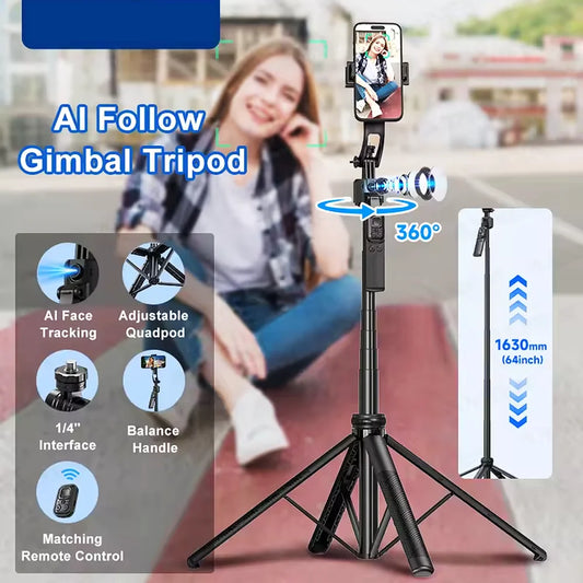 New upgrade Selfie Tripod Gimbal Stabilizer For Smartphone Bluetooth Remote Intelligent AI Follow-Up Anti Shake Pan Tilt