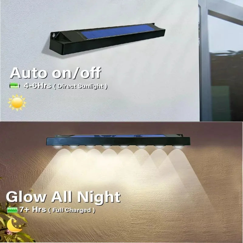 4/8LED Solar Powered Wall Lamp Garden Lamp Outdoor Waterproof Balcony Staircase Fence Atmospheric Decorative Lighting