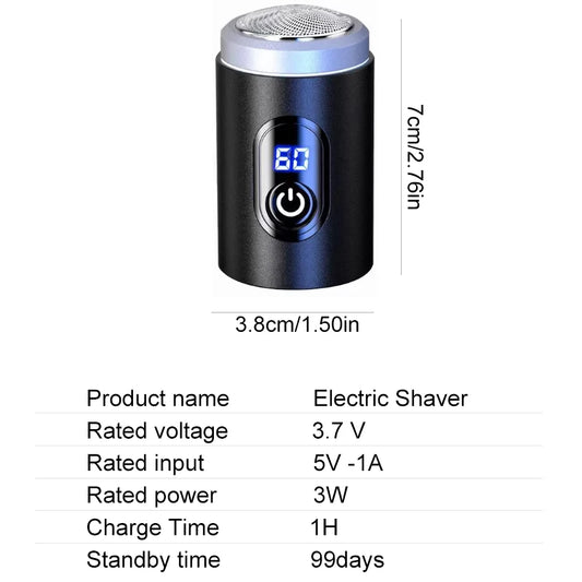 Portable shaver with multiple blades and all-aluminum body supporting TYPE-C charging LED digital display.