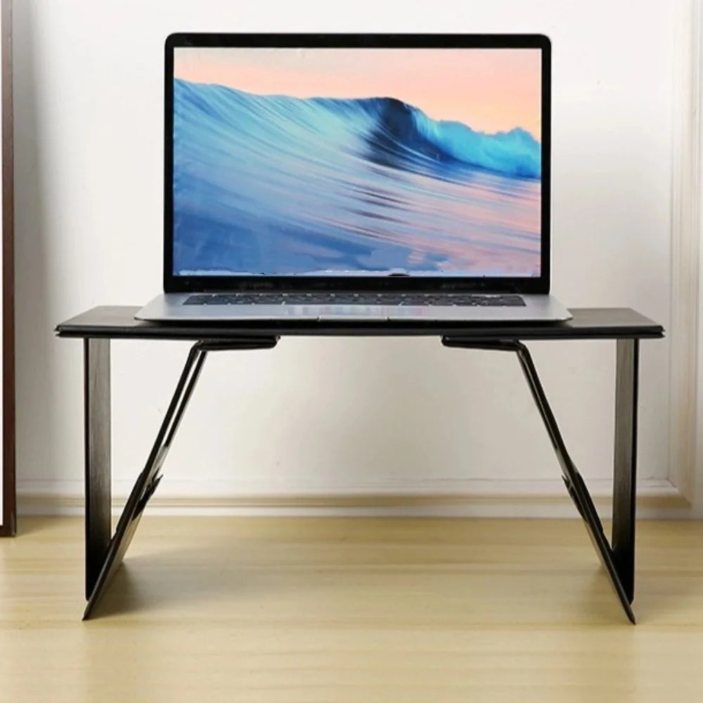 6-in-1 Function Foldable Laptop Stand Ultra-Thin Profile PU Leather Surface Computer Support Adjustable Portable Laptop Desk