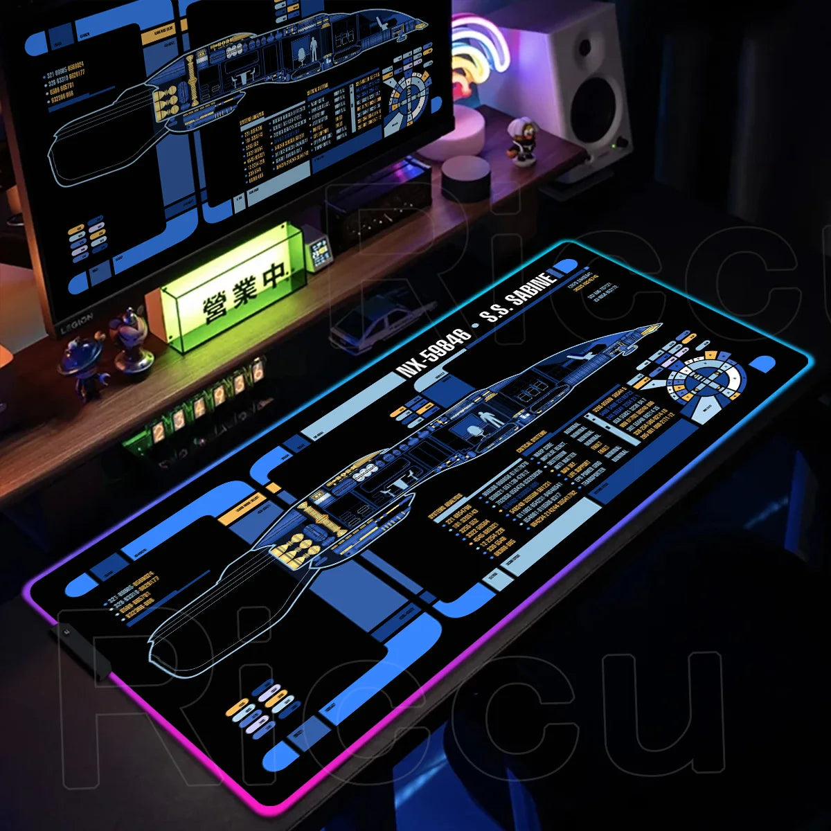 RGB Pc Gamer S-Star Treks Keyboard Expansion Mouse Pad LED Glowing Mat Rubber Backlight Gaming Computer Laptop Home Office Setup