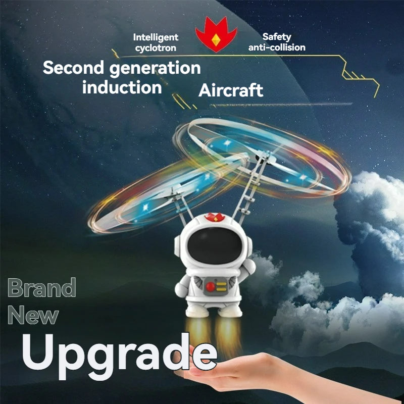 Levitating Luminous Flying Robot Astronaut Toy Aircraft Hand-Controlled Drone Interactive with Lights Outdoor Toys for Kids Gift