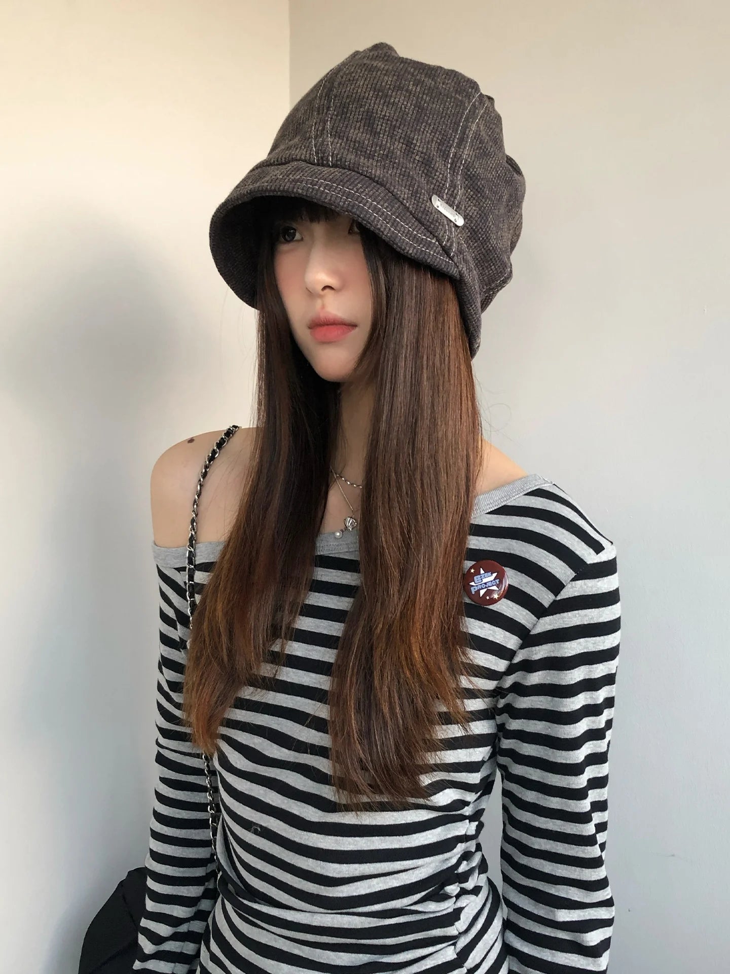 Retro American Fisherman's Hat For Women Autumn And Winter Hat With Large Head Circumference For Street Leisure Beanie Cap