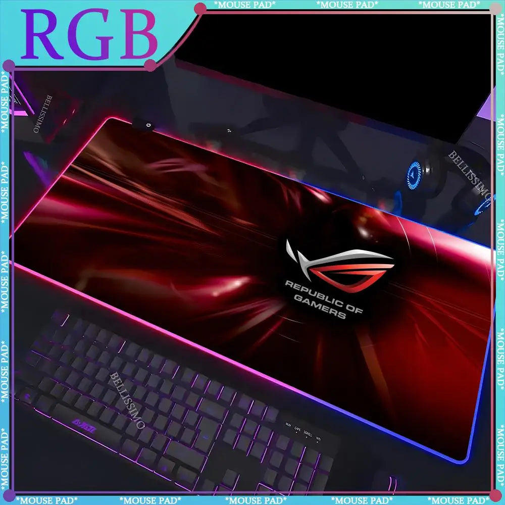RGB A_Asus Rog mouse cute keyboard pad large table mat LED game electric standard pad anime luminous game computer cabinet pad