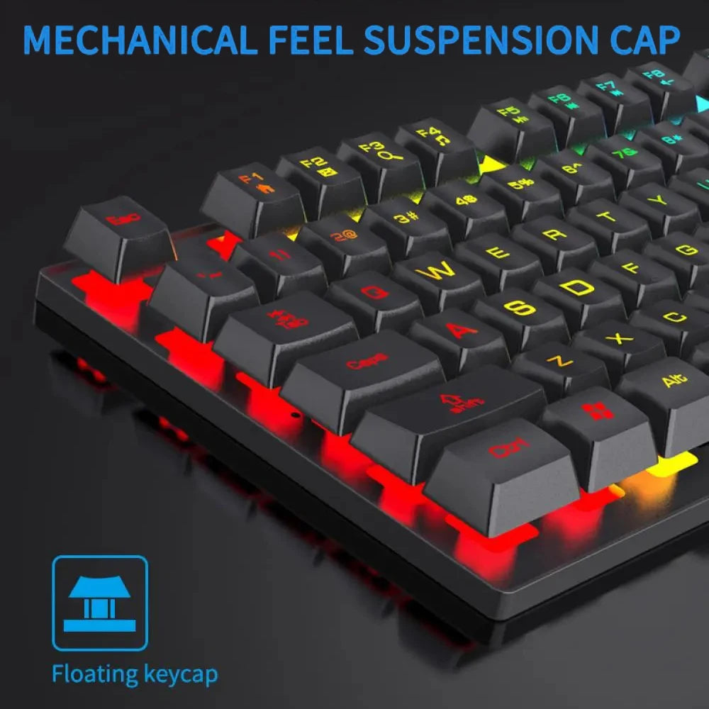 USB Wired Keyboard 104 Keys RGB Colorful Gaming Keyboard Mechanical Feel keyboard Standard Keyboard for Windows Laptop Computer