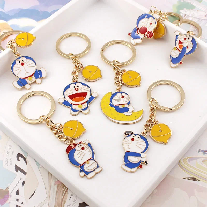 Anime Doraemon Keychain Trinket Jewelry Kawaii Car Key Chain Key Ring Cartoon Backpack Pendant Decorations Kids Birthday Gift