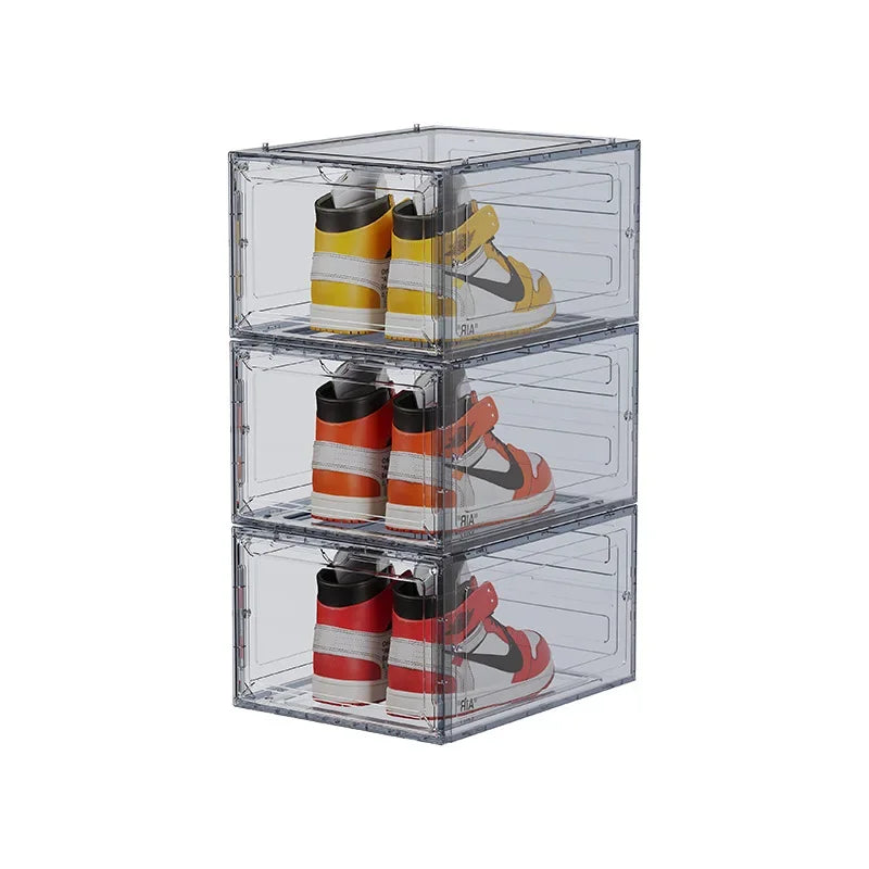 48 Size Large Foldable Stackable Acrylic Shoe Box with Magnetic DoorTransparent Dustproof Sneaker Storage Organizer for AJ N ike