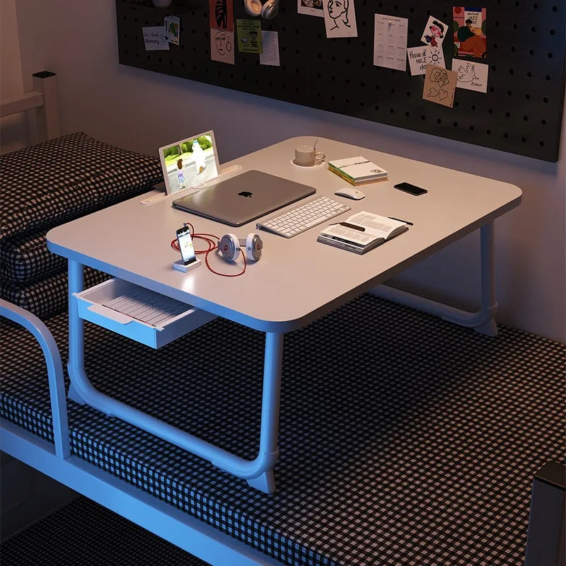 Foldable Bed Desk, Portable Laptop Table for Dormitory & Home Office, Lightweight Bamboo/MDF Sofa Tray with Folding Legs