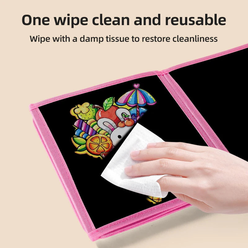 Foldable Chalkboard Book Children's Drawing Board Capable Of Repeatedly Scrubbing Drawing Writing Books (With 12 Watercolor Pen)