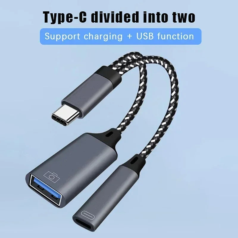 Gaming Switch USB C OTG Cable Phone Adapter 2 in 1 Type C to USB A Adapter with PD Charging Port For Phone Laptop Tablet U Disk