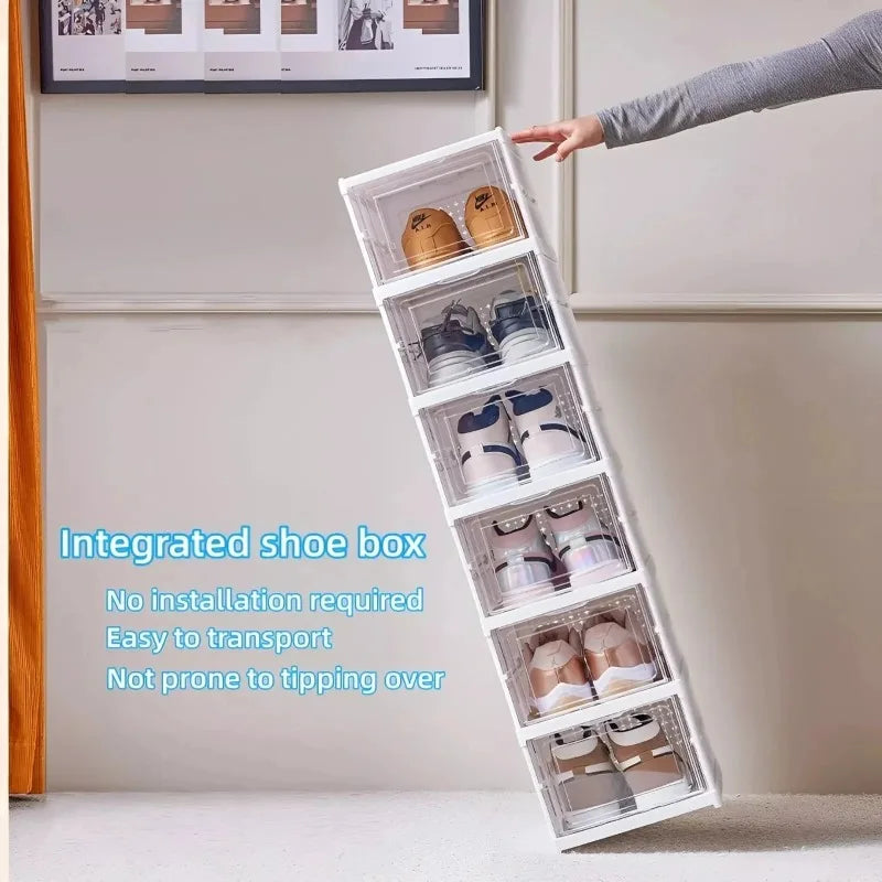 3 or 6 Tier Clear Shoe Organizer Stackable Foldable Cabinet for Sneakers Dustproof Transparent Display Rack Space Saving Storage