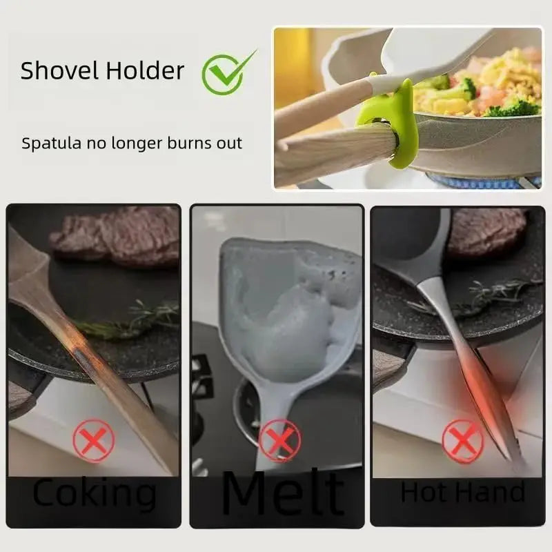 1PC Silicone Spatula Holder Portable Antioverflow Pot Lid Clip Anti-scalding Spoon Holder Kitchen Universal Spatula Bracket Clip