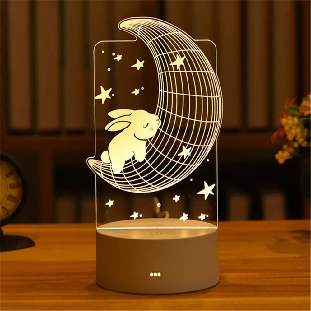 Romantic Love 3D Acrylic Neon Sign USB Led Lamp for Home Children's Night Lights Table Lamp Birthday Valentines Day Bedside Lamp