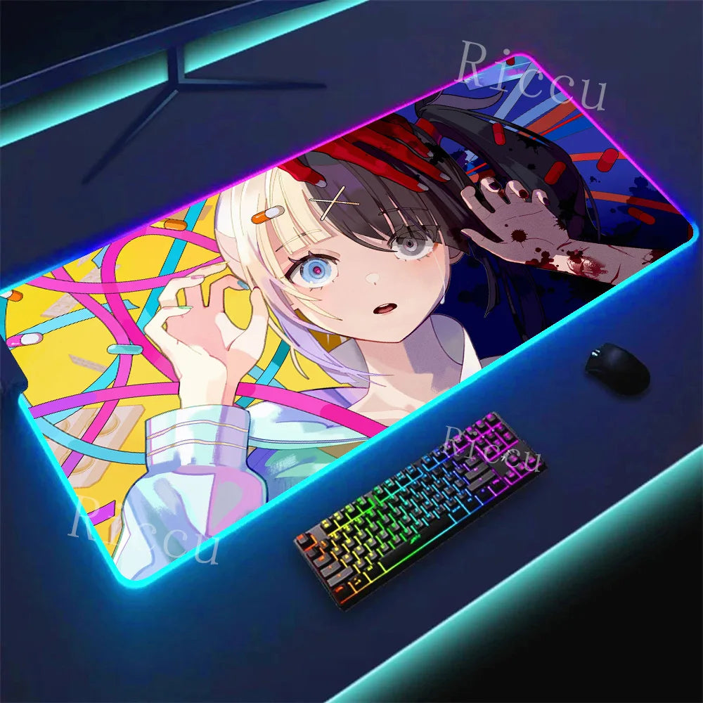 RGB HD Needy Girl Overdose MousePad Gamer Desk Mat Large Mousepad Compute Deskpad Art Gaming Mouse Mats Pc Company Pads E-Sports