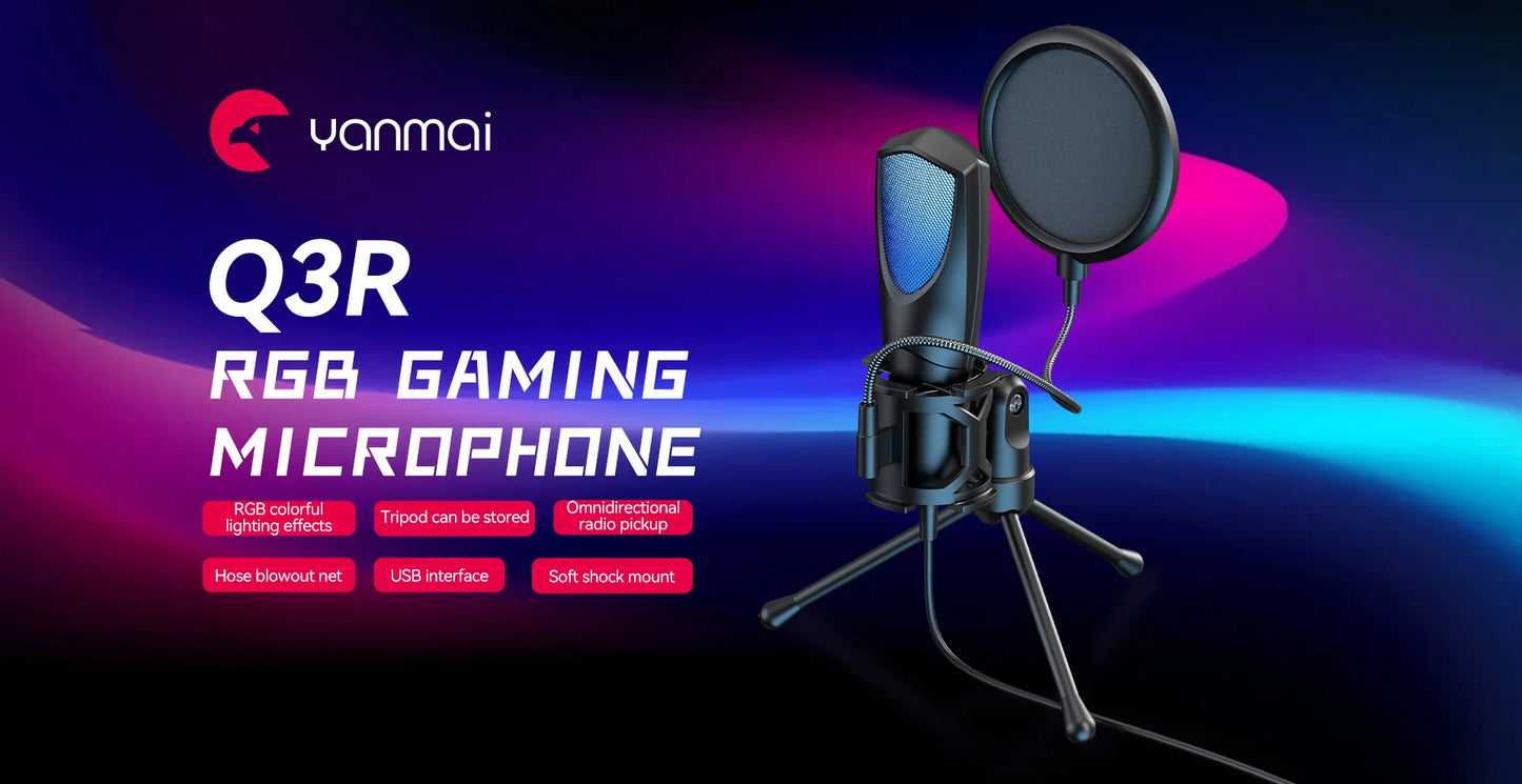 RGB Gaming Condenser Microphone,USB Gaming Microphone Kit for Laptops,PC Podcasts,Gaming,Voiceovers,Vocals & Instruments
