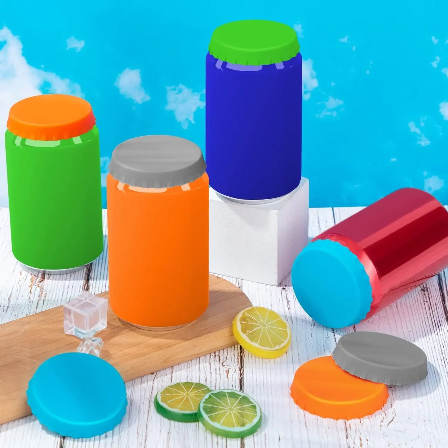 6Pcs Silicone Soda Can Cover Lids Reusable Silicone Soda Can Lids Beer Can Covers Pop Can Covers Spill Proof Silicone Can Covers