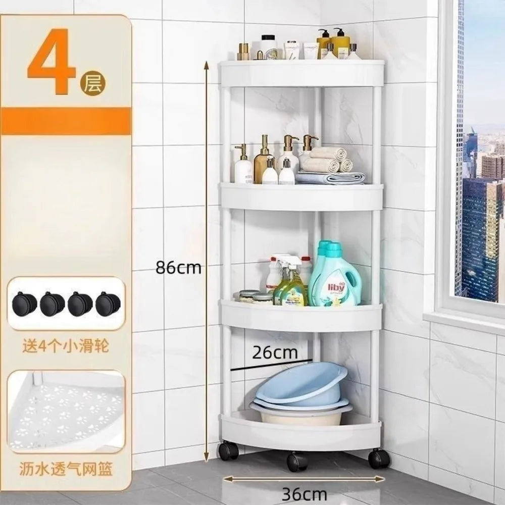 Kitchen Storage Organizer Bathroom Corner Cabinet 3/4/5 Tier Rolling Cart Storage Shelf Rolling Storage Cart Organizers Shelves